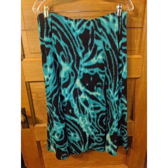 Jones New York Size L Skirt Black Teal Lined Modest Polyester Womens - Picture 1 of 6